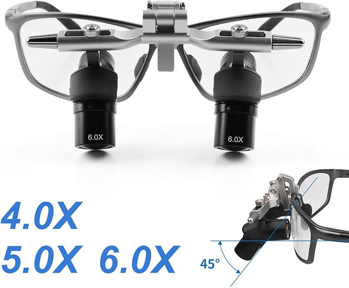 Ergo Loupes 4X 5X 6X Binocular Magnifying Glasses 48° Ergo Loupes 5W Headlight (6X)