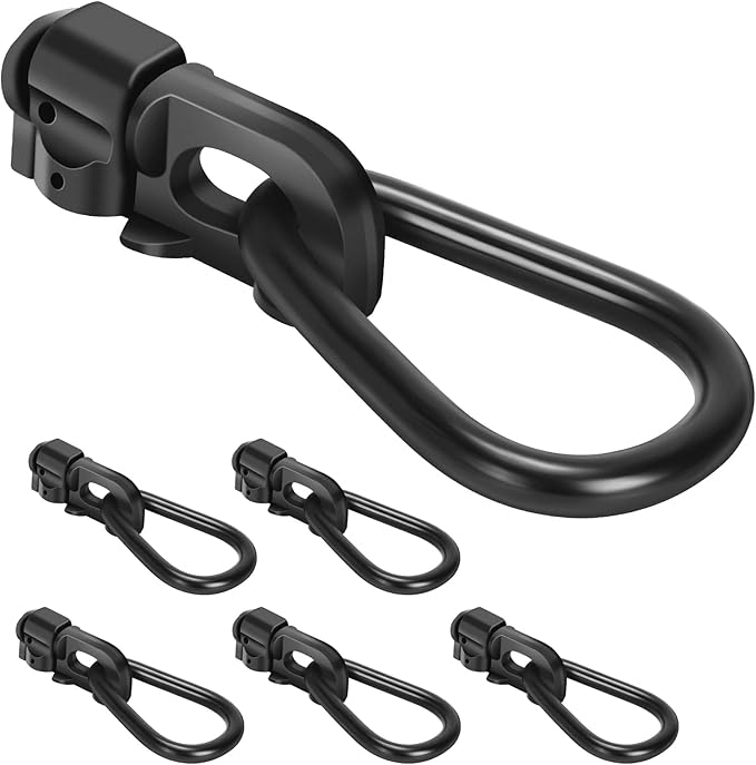 L-Track Double Stud Tie Down Fitting with Pear Link | Used with L Track Rail for Truck Bed,Trailer Cargo Control,Pickup,RV,ATV,Bearing 5000 LBS Heavy Duty Steel (Pack of 6 Black)