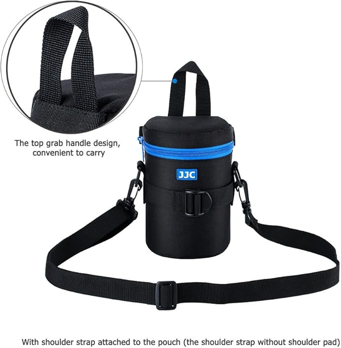 JJC Deluxe Lens Case Pouch Bag for Canon EF-S 17-55mm/17-85mm,EF 35mm f2, RF 85mm f2 Macro, Nikon AF-S 18-200mm/18-105mm/18-300mm/55-200mm, Fujifilm XF 56mm f1.2 R & More Lens Below 3.1" x 5.3"(D x L)