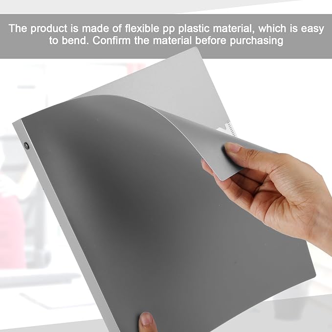 Henoyso 36 Pcs 3 Ring Binder 1/2'' Round Fits Letter Size 8.5'' x 11'' Paper Plastic Flexible Binder Holds 140 Sheets with 1 Pockets Versatile Organizer for Home Office School (Gray)