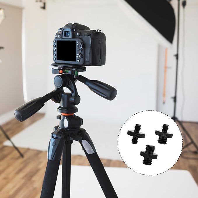 3pcs Mic Stand Adapter, Sturdy Aluminum Alloy Mic Screw Adapter 3/8 Male to 3/8 Male，1/4 Male to 1/4 Male and 3/8 Male to 1/4 Male Tripod Camera Mic Mount Adapter for Microphone Stand Tripod