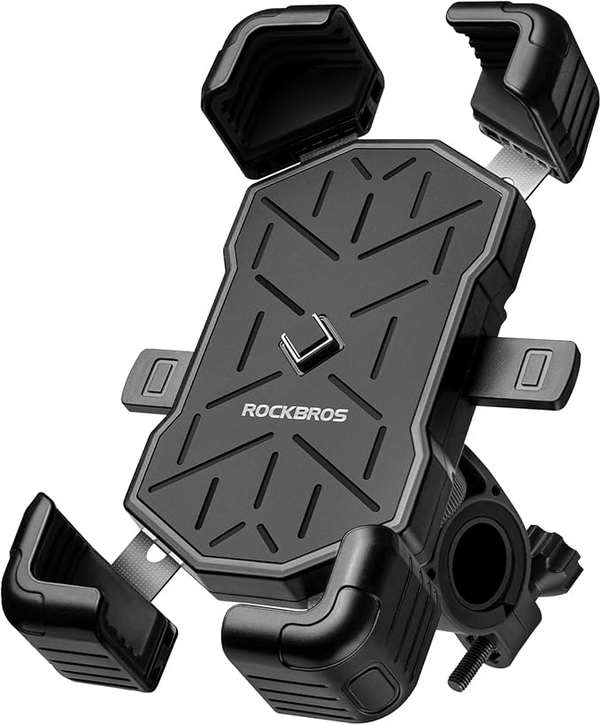 ROCKBROS Bike Phone Holder Mount for 4.5''-7.1'' Phones, Quick Release Handlebar Clamp, 360 Rotatable Motorcycle Mount