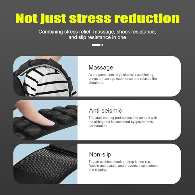 Anti-Gravity Shoulder Pad Cushion, Universal Bag Strap Comfort Pad with 30% Stress Reduction, Black,2pcs