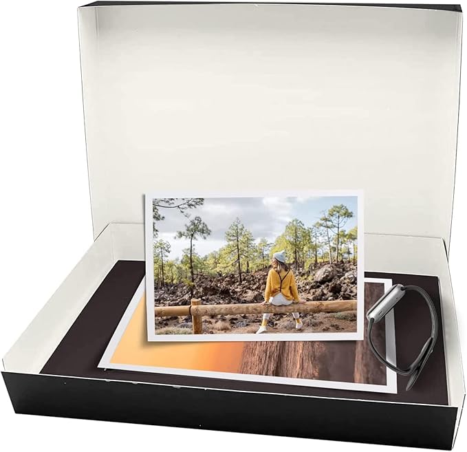 Lineco Museum Archival Storage Box, 16.75x20.75x3 in. Drop Front Design. Acid-Free with Metal Edge. Organize Photos, Pictures, Prints, Documents, Crafts, DIY. Black, 6 Pack