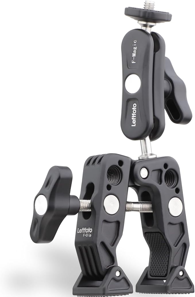 Bike Bicycle Motorcycle Camera Monitor Selfie Extension Mount for GoPro Hero 12 11 10 DJI Action 4 3 Insta360 X3,Universal Super Crab Clamp with 360° Double Ballhead Magic Arm for Outdoors Vlog