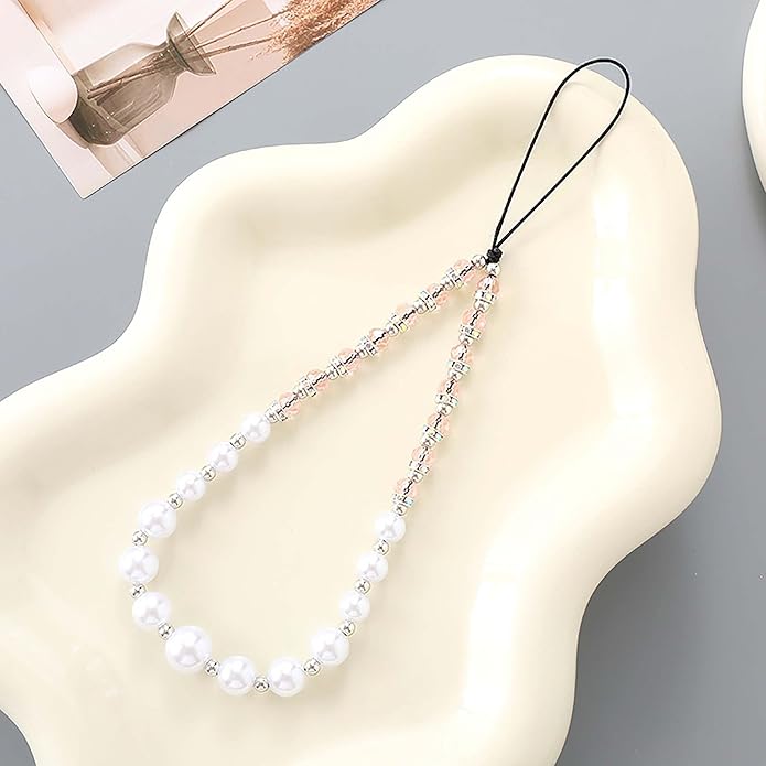 Beaded Phone Charm Lanyard Strap Girly Style Fixed Beads Pearl Lanyards