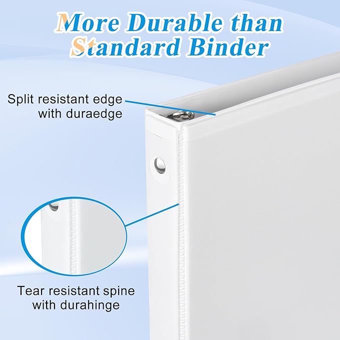 CIXILDTS 1.5-inch Round Ring Binder, Durable 1.5" 3 Ring Binder Fit Letter Size Paper, White, 24-Pack