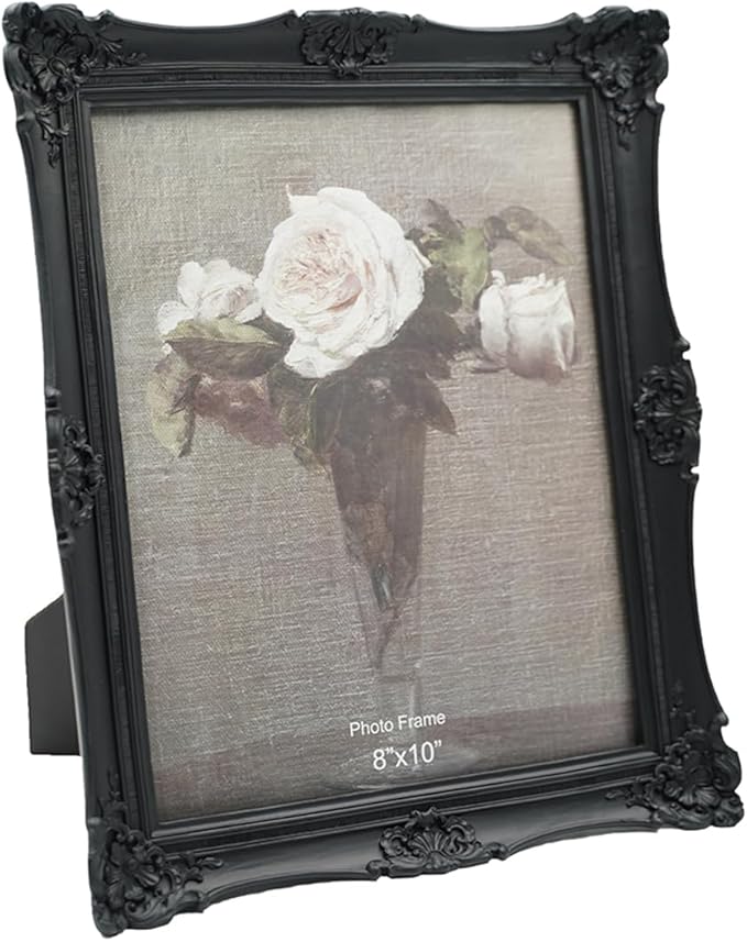 CISOO 8x10 Vintage Picture Frame Antique Ornate Black Photo Frame, for Table Top and Wall Display, Decorative Floral Design Retro Home Decor, Photo Gallery Art