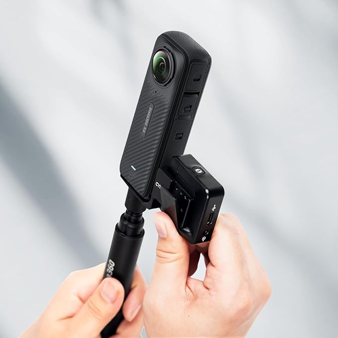 CYNOVA Cold Shoe for Insta360 X4 Accessories, Invisible Mic Bracket Compatible with insta360 X4 / X3 / One X2 for RODE Wireless GO Microphone Holder (with 3.5mm Audio Cable)