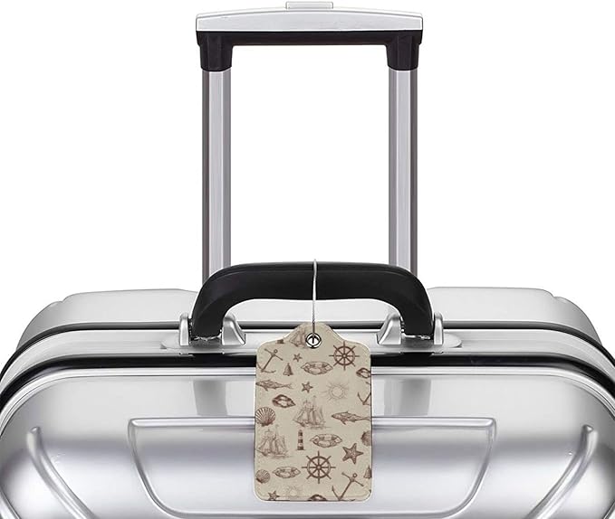 2 Pack Luggage Tag for Suitcase, Cute Unique Leather Suitcase Tags Identifiers with Privacy Name Address Labels & Durable Steel Loop for Women Men Travel