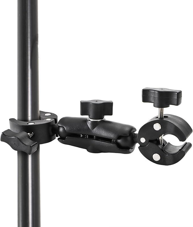 Foraineam Double Mount Camera Clamp Bracket, Umbrella Mount Motorcycle Bike Handlebar Clamps, Super Clamp Monitor Magic Arm, Crab Plier Clip for Desktop, Wagon, Selfie Stick, Photo Studio Light Stand