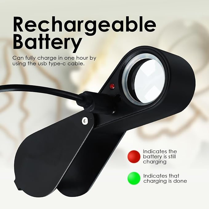 10X Jewelers Loupe with UV & LED Lights with Four Light Modes,22mm Portable Pocket Folable Loupe Jewelry Magnifier for Jewelry, Rocks, Coins (Black)