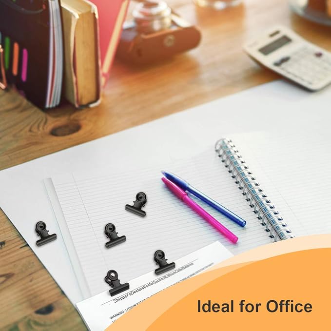 Coideal Black Small Bull Clips - 30 Pack Mini Metal Hinge Clips Tiny Binder Paper Clamps for Tags Bags Shops, Office and Home Kitchen (22mm)
