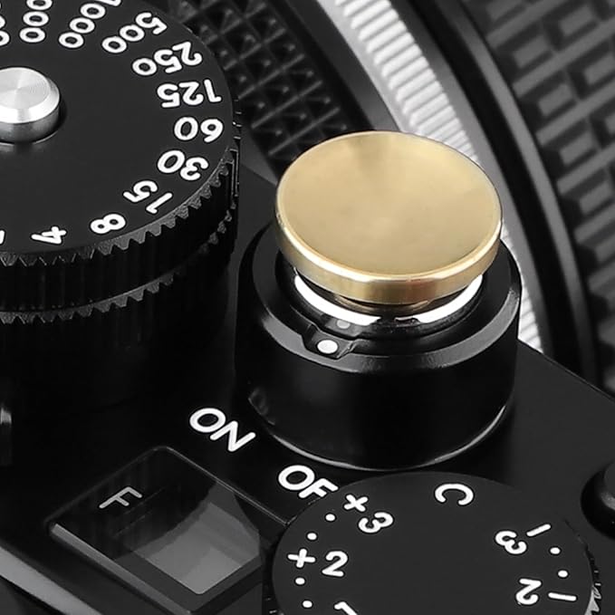 Haoge 12mm Copper Shutter Release Button for Fujifilm X-E5 GFX100RF XT5 XT50 X100V X100VI X-Pro3 Nikon Zf DF and Leica D-LUX 8 q3 M10 M-11 Concave Surfacel,New Version: Diameter 12mm