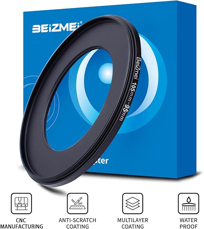 105mm to 95mm Camera Filters Ring,Step-Down Filters Ring Compatiable All Brands Ø105mm Lens to Ø95mm Camera Accessory.Made of CNC.