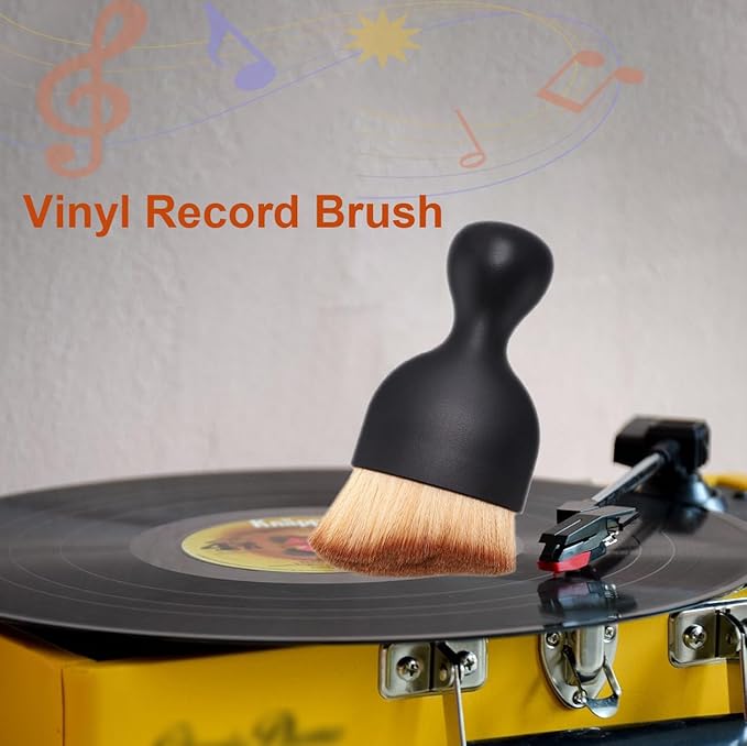 Vinyl Record Brush, Anti-Static Soft LP Record Cleaner, Vinyl Dust Remover Brush with Ultra-Fine Fiber Bristles, Safe for Vinyl LP CD Album Care, Car Interior, Keyboard, Nail Art Dust Brush