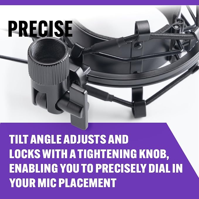 On-Stage MY430 Shock Mount for Studio Mics (55–60 mm) (Elastic Suspension Mount for Large-Diaphragm Condenser Microphones, Adjustable, Vibration Isolation, Steel Adapter, 5/8"-27 Threading, Black)