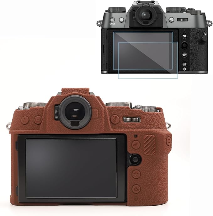 Frevyve Case for Fujifilm X-T50 Body Camera, Skin, Anti-Scratch, Lightweight Sleeve, Fuji XT50 Soft Silicone Rubber Protective Case Cover for Fujifilm XT50 Camera Accessories (Brown)