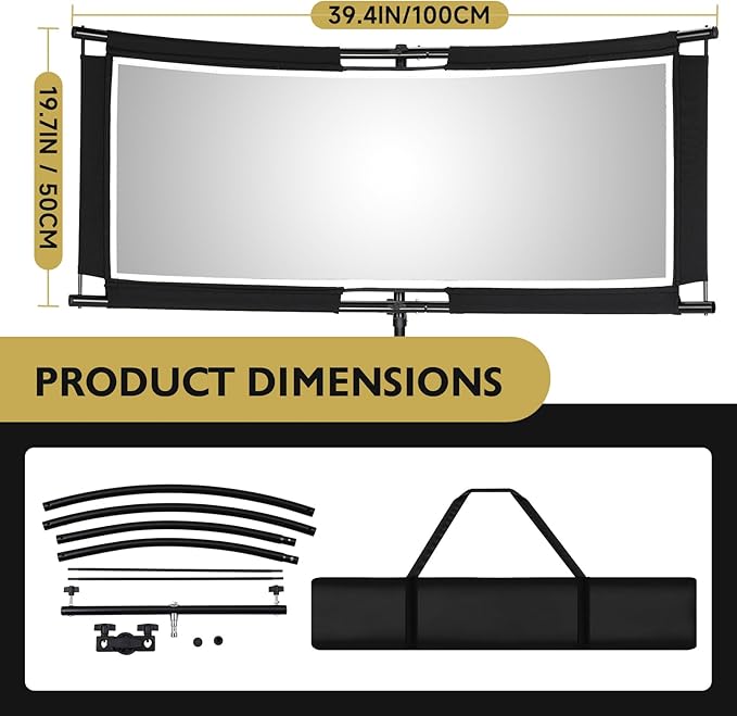 Clamshell Light Reflector/Diffuser with Carrying Case,40"X20" (4 Color in 1) Arclight Curved Eyelighter Lighting Diffuser for Photography Portrait Studio Video Shooting,Black/White/Gold/Silver
