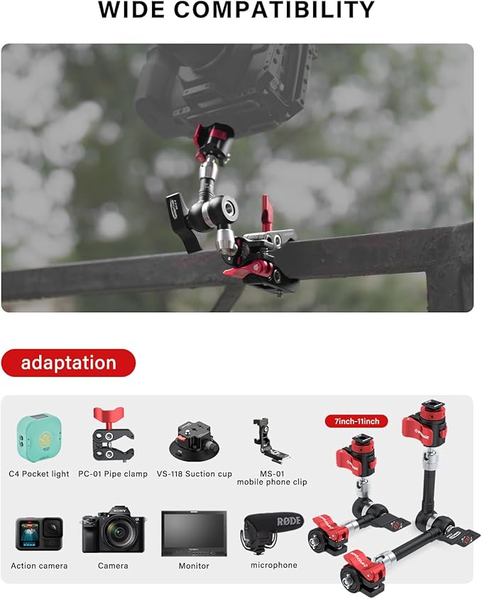 IFOOTAGE MA5-6 Spider Crab Magic Friction Arm Camera Mount,Articulating Arm,for Camera Sliders Nano II,Pocket 3,Video Monitor,Flash Light,Microphone,LED,Monitor,Payload 13.23lbs/6kg,1/4''&3/8''Screw