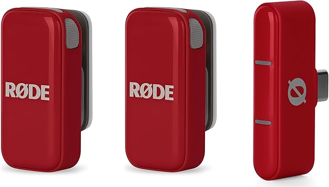 RØDE Wireless Micro - Compact Wireless Microphone, Two Mics with Charge Case for Smartphone Content Creation - USB-C, Red
