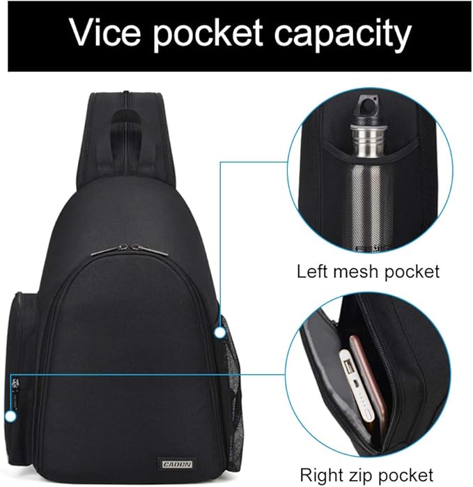 CADeN Camera Bag Sling Backpack, Camera Case Backpack with Tripod Holder for DSLR/SLR Mirrorless Cameras (Canon Nikon Sony Pentax) Black
