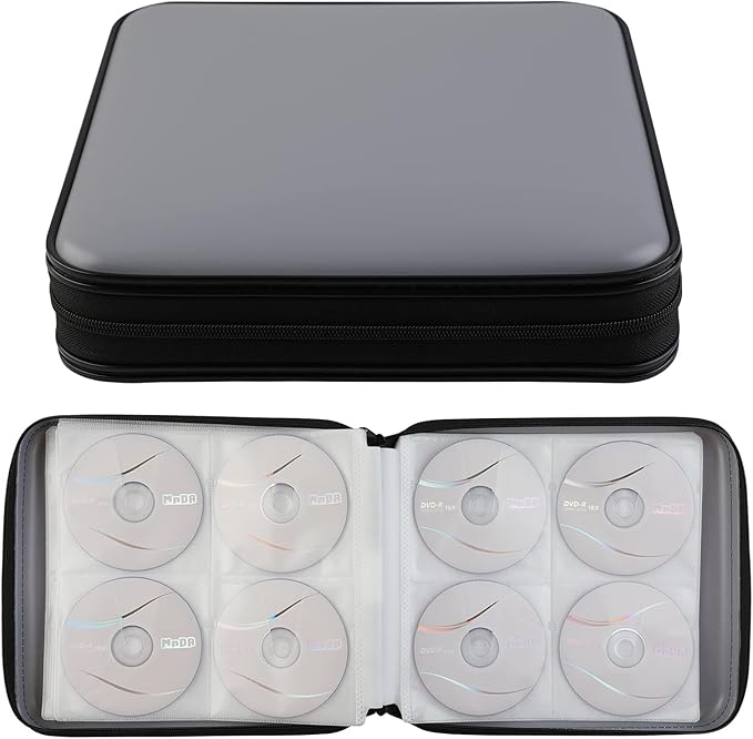 DVD Storage CD Case Holder: 160 Capacity CD Sleeves Black Disc Cases Binder for Car - CD Hard Organizer Box - Large DVD Wallet for Movie/Music/Game & Portable CD Book