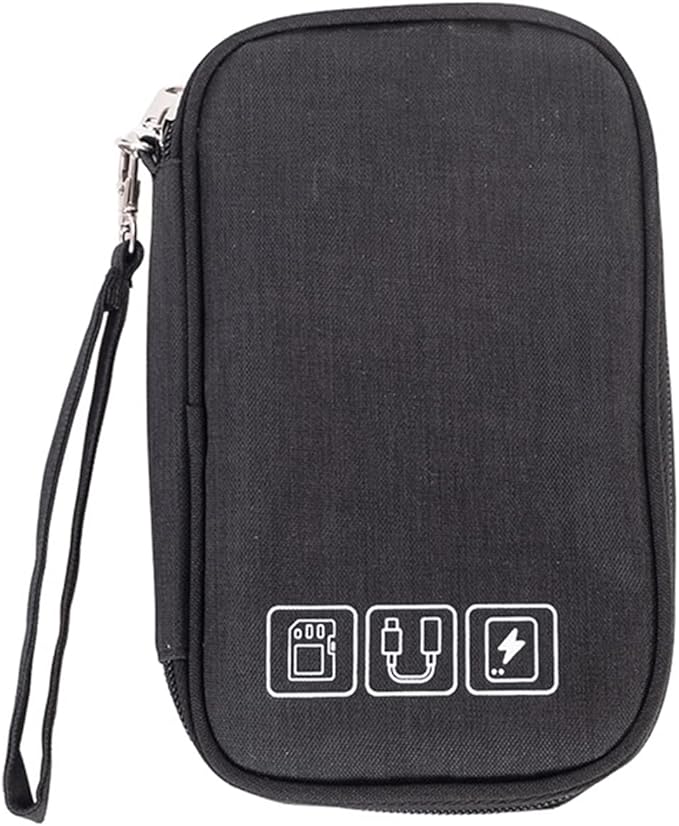 TKSDWBLTY 1Pcs Portable Cable Organizer Bag Small Electronic Cable Pouch Electronics Accessories Organizer Travel Digital Storage Bag for Power Bank Charger Card, Black