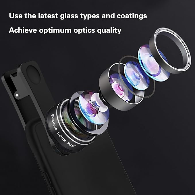 Phone Camera Lens, Godefa 3 in 1 Phone Lens kit-205° Fisheye Lens + Macro Lens + 120° Wide Angle Lens,Clip on Cell Phone Camera Lens Kits Compatible with iPhone,Most Smartphones