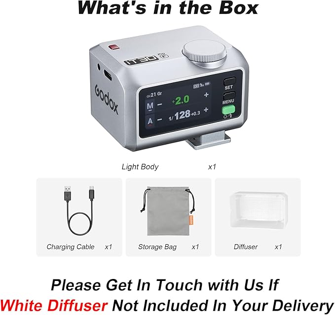 GODOX IT30Pro F GN15 IT30 Pro F IT30ProF IT30Pro-F TTL Mini Flash Kit for Fuji with White Diffuser HSS 1/8000s 2.8" Full-Color Touchscreen(White)——Godox Authorized Distributor