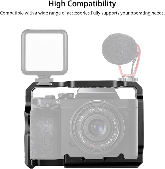 Kalofaye Aluminum Alloy Camera Cage Kit Replacement for Sony A7 M3 /ARIII / A7III / A7II / A7SII / A7RII with Top Handle Grip Wooden Side Handle