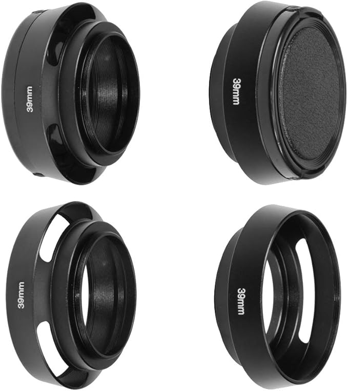 SIOTI 39mm Lens Hood, Oxidation Matte Anti Reflective Treatment, Aluminum Alloy, with 1 * 52mm Lens Cap, Compatible with Sony/Canon/Nikon/Fuji etc >40mm Camera Lens