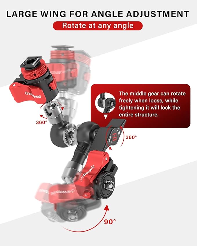 IFOOTAGE Magic Arm Spider Crab MA3-4,Camera Arm with 1/4''&3/8''Screw,7inch Articulating Arm for Video Monitor,Flash Light,Microphone,LED,Monitor,Payload 13.23lbs/6kg