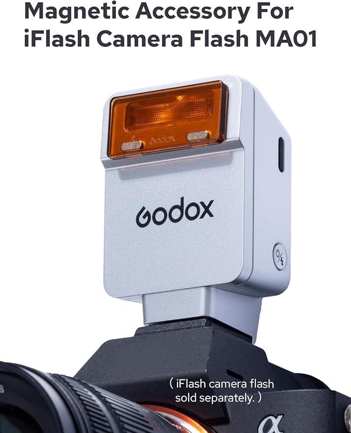GODOX MA01 iFlash Camera Flash Magnetic Attachment, for Godox iT20 iT22 iM20 iM22 Flash, Magnetic Filter Kit with Magnetic Snap-on diffusers, Color Filters, Creative gels, and Honeycomb Grids