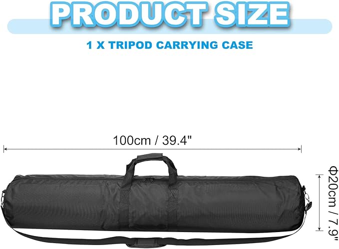 PATIKIL Tripod Carrying Case, 39.4" x 7.9" Heavy Duty Nylon Padded Tripod Bag with Adjustable Shoulder Straps and Handles for Light Stands Umbrellas Tripods Mic Speaker Stand, Black