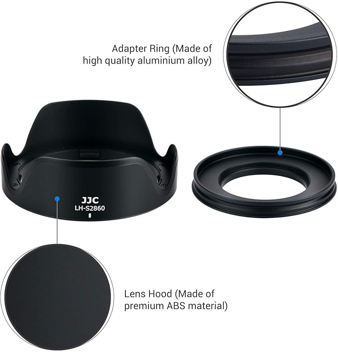 Petal Screw in Lens Hood for Sony FE 28-60mm f/4-5.6 Lens SEL2860 and Sony E PZ 16-50mm f/3.5-5.6 OSS Lens SELP1650 on Sony ZV-E1 ZV-E10 A7C A6400 A6300 A6100 A6000 with a 40.5mm Adapter Ring