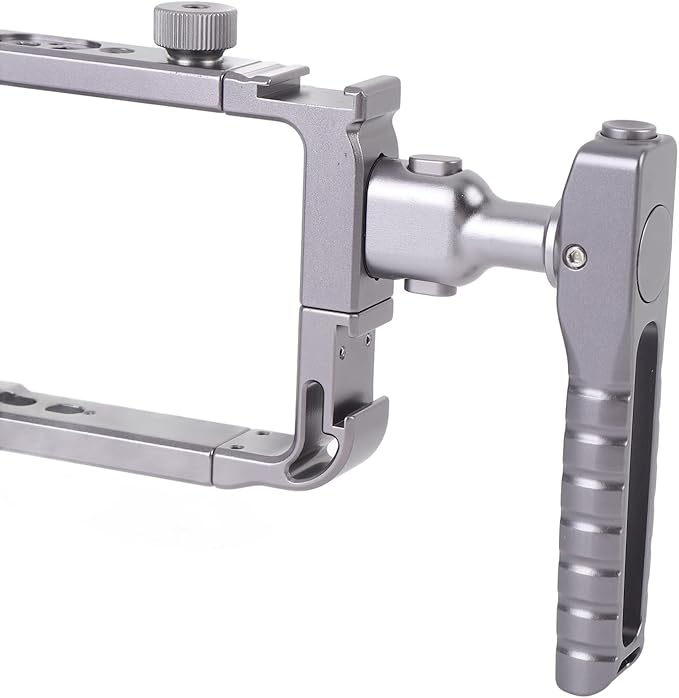 Sonew Phone Video Rig Kit, Aluminum Alloy Smartphone Stabilizer Cage with Rotatable Handle and Cold Shoe Mount, for Phones 6.35cm to 8.7cm