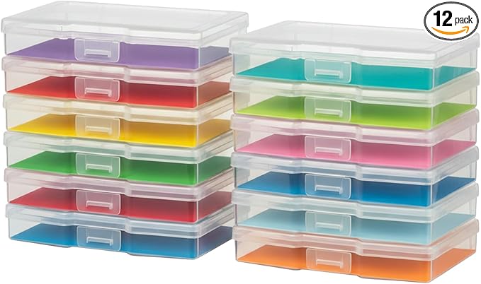 novelinks Transparent 4" x 6" Photo Storage Boxes - Photo Organizer Cases Photo Keeper Picture Storage Containers Box for Photos - 12 PACK (Clear)