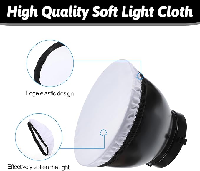 7"/18cm Light Diffuser, 4 PCS Diffuser Lamp Sock Soft Cover Soft White Diffusers Standard Cloth Diffusers Light Sock Softens The Light-Output, Lampshade Reflector Great for Studio Strobe Reflectors