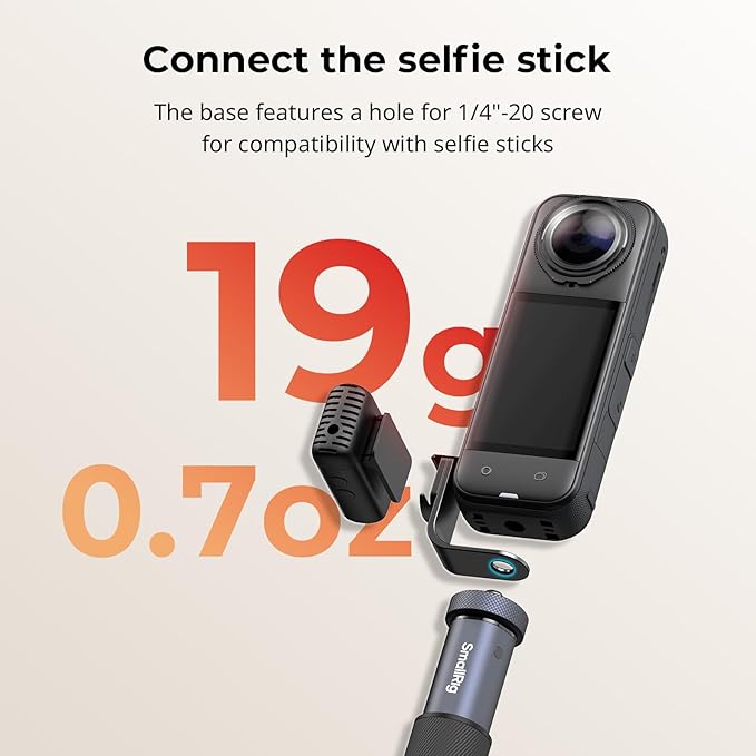 SMALLRIG Cold Shoe Mount 360° Adjustable for Insta360 X5 / X4 Accessories, Invisible Microphone Mount for DJI Mic 3 Transmitter, with 18.5mm Audio Adapter Cable - 5825