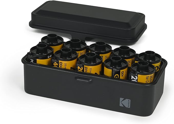 KODAK 120/135 Film Case - for 8 Rolls of 120 Films / 10 Rolls of 35mm Films - Retro Steel Case to Sort & Safeguard Film (Black) (Film is not Included)