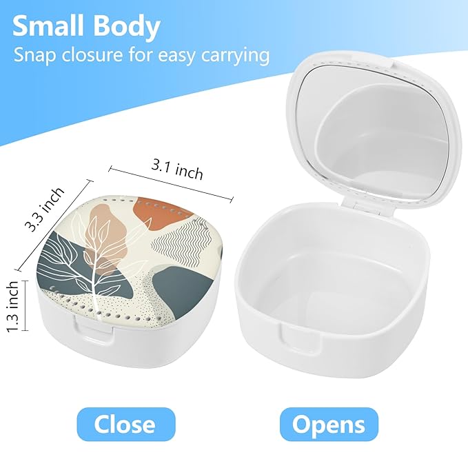 Night Guard Case with Mirror, Ventilation Holes - Retainer, Orthodontic Aligner & Denture Case - Desert Leaf