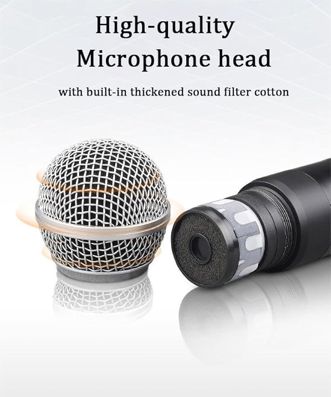 2.4G Wireless Microphone,Dual Microphones for Karaoke, Wireless Dynamic Microphone with Rechargeable Receiver,Plug and Play,Suitable for Speech, Wedding, Church, PA System (W58-2.4g)