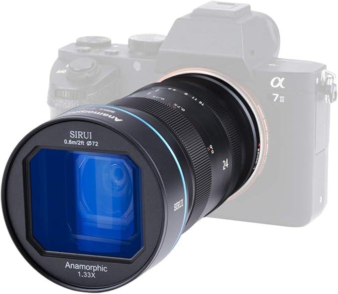 SIRUI 24mm Anamorphic Lens F2.8 1.33X APS-C Camera Lens for EF-M Mount, Blue Flare