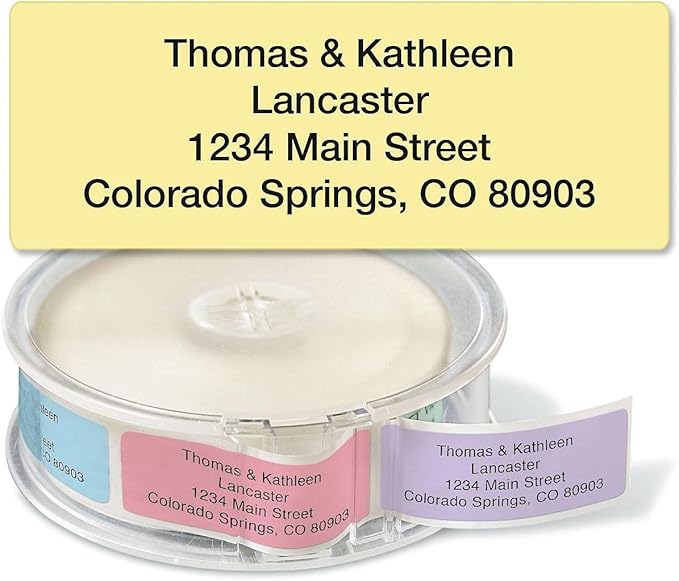 Colorful Images Pastel Multicolor Rolled Return Address Mailing Labels with Dispenser, Customize with Name & Shipping Address, 500 Self Adhesive, Easy Peel Sticker Label Roll, 3/4" x 2 1/2"