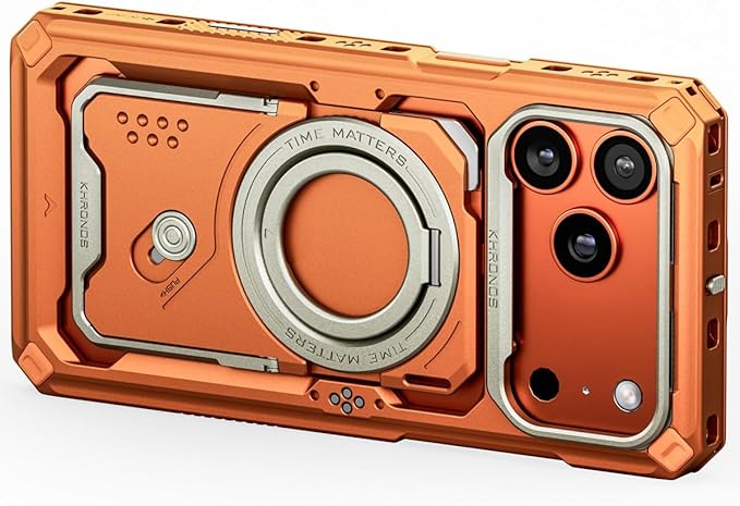 Tilta Khronos Case Compatible with iPhone 17 Pro Max - Orange | Snap in Design | Locking Clamp for Secure Mounting | Passthrough Power | Works with Focus Handles, Cooling Modules, Filters