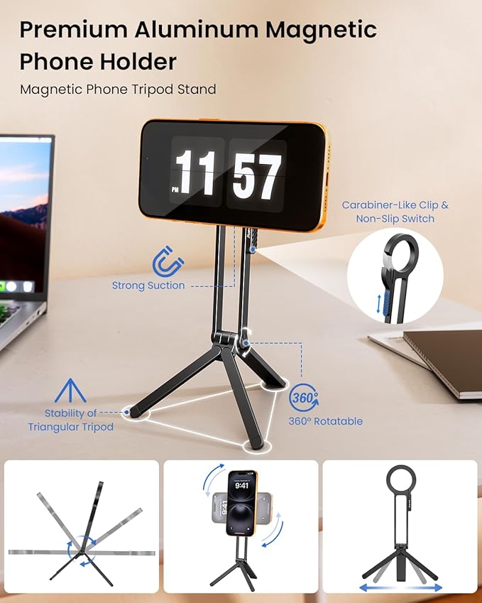 Magnetic Phone Tripod Magnetic Smartphone Stand Phone Mount Tripod for iPhone for Magsafe Selfie Stick