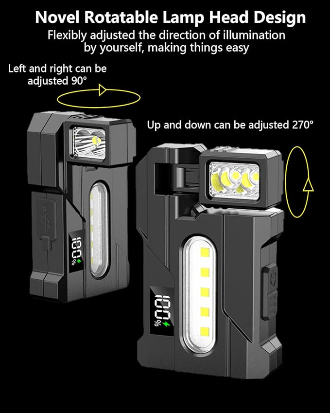 Rechargeable EDC Flashlight, 400 Lumens Super Bright Mini EDC Light, 1200mAh Portable Mini Flashlight, 7 Modes Flat Pocket Flashlights, G5 Magnetic Flashlight for Outdoor Home Emergencies