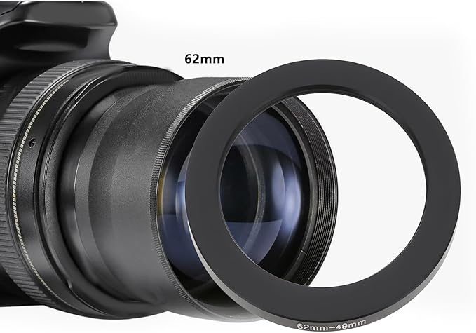 2pcs 62mm-49mm Step-Down Adapter Ring for 62mm Camera Lens Filter Conversion Mount