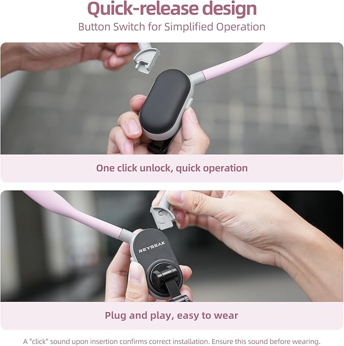 REYGEAK Magnetic POV/Vlog Phone Neck Mount Holder for Magsafe iPhone 16/15/14/13/12 Pro Mini/Plus/Pro/Pro Max, Hand Free Chest Stand Video Recording for Mobile Phone Accessory (Sakura Pink)